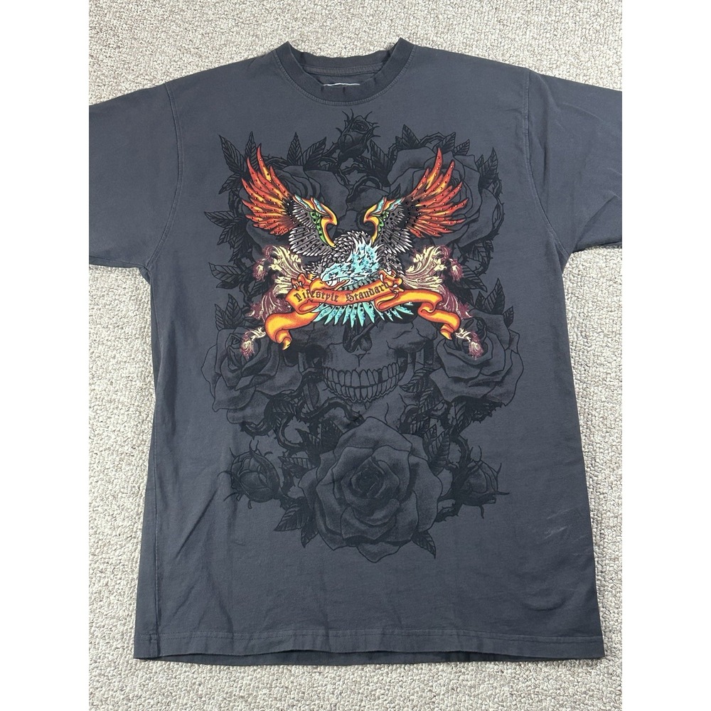 Avirex Lifestyle Standard Eagle Crest Skull Rhinestone Graphic Tshirt Men's Lg
